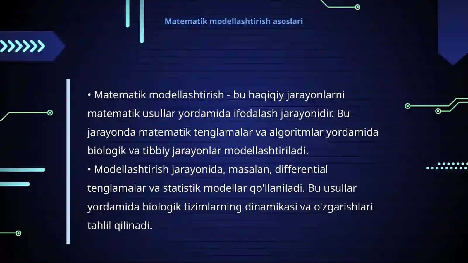 Tibbiy-biologik masalalarni yechish algorimlarini matematik modellashtirish 4