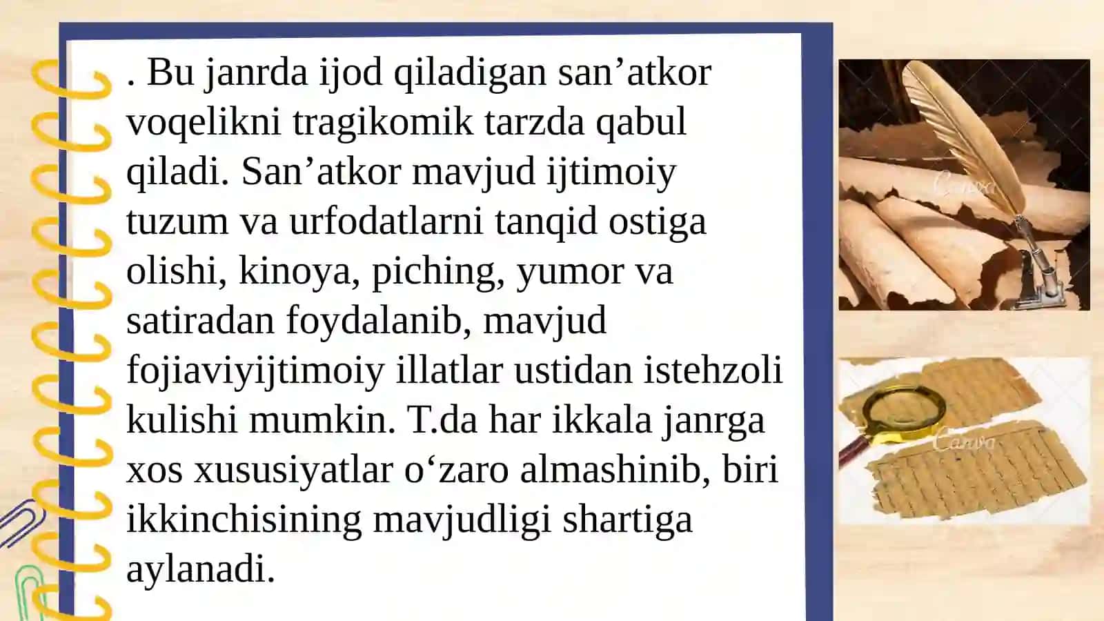 Dramatik sarlarda tragikomik xususiyatlar. Sh. Boshbekov "Temir xotin" misolida 4
