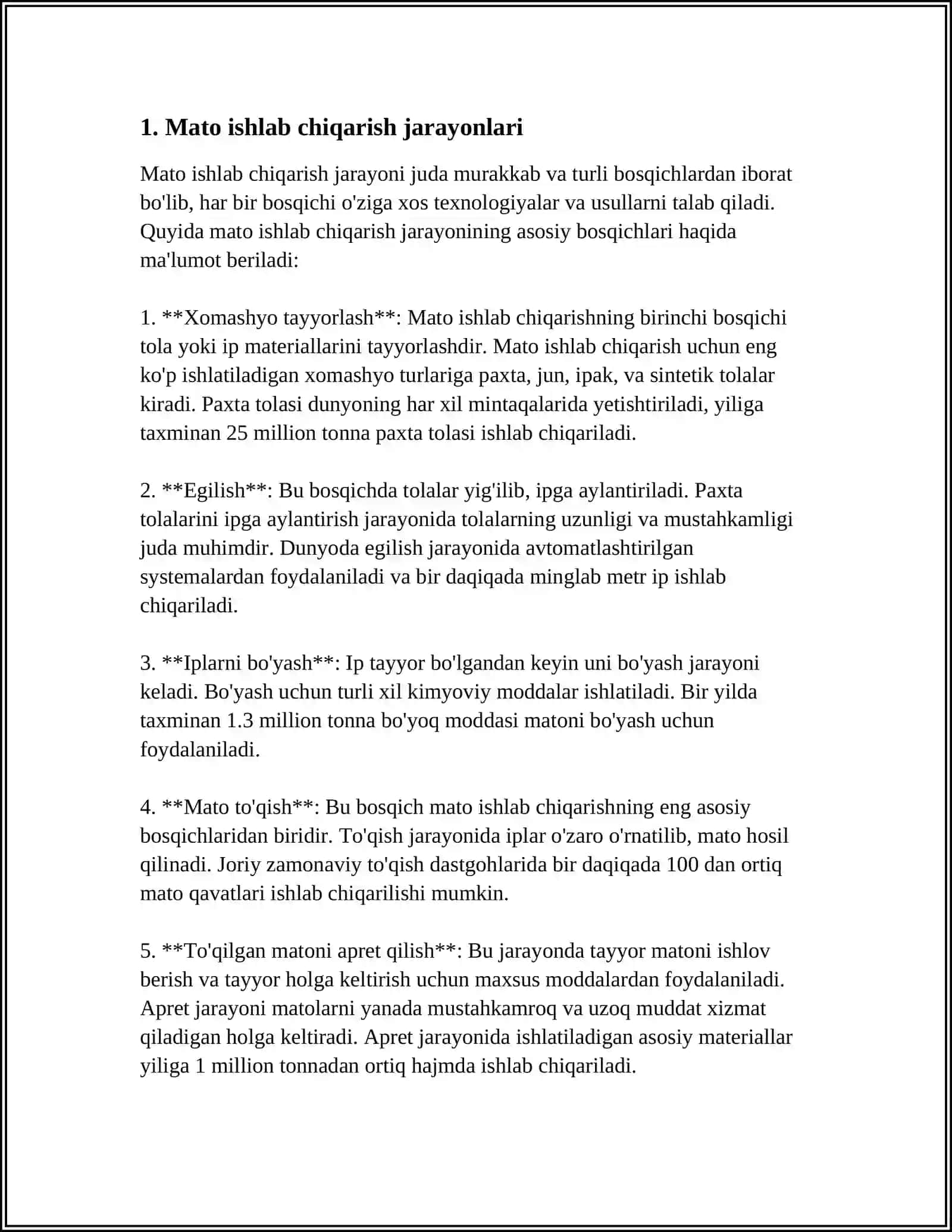 TO'QIMACHILIK VA YENGIL SANOAT MAHSULOTLARINI ISHLAB CHIQARISH 4