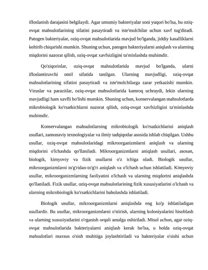 Konservalangan mahsulotlarda mikrobiologik ko'rsatkichlar va ularni aniqlash usullari 4