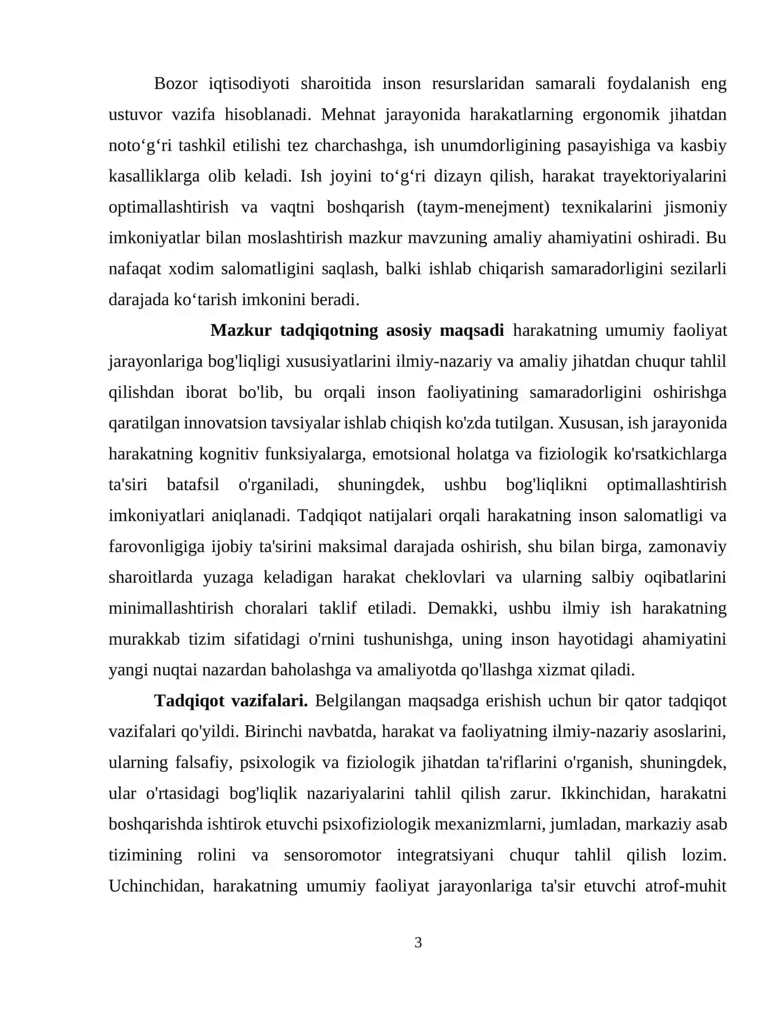 Harakatning umumiy faoliyat jarayonlari xususiyatiga bog'liqligi 4