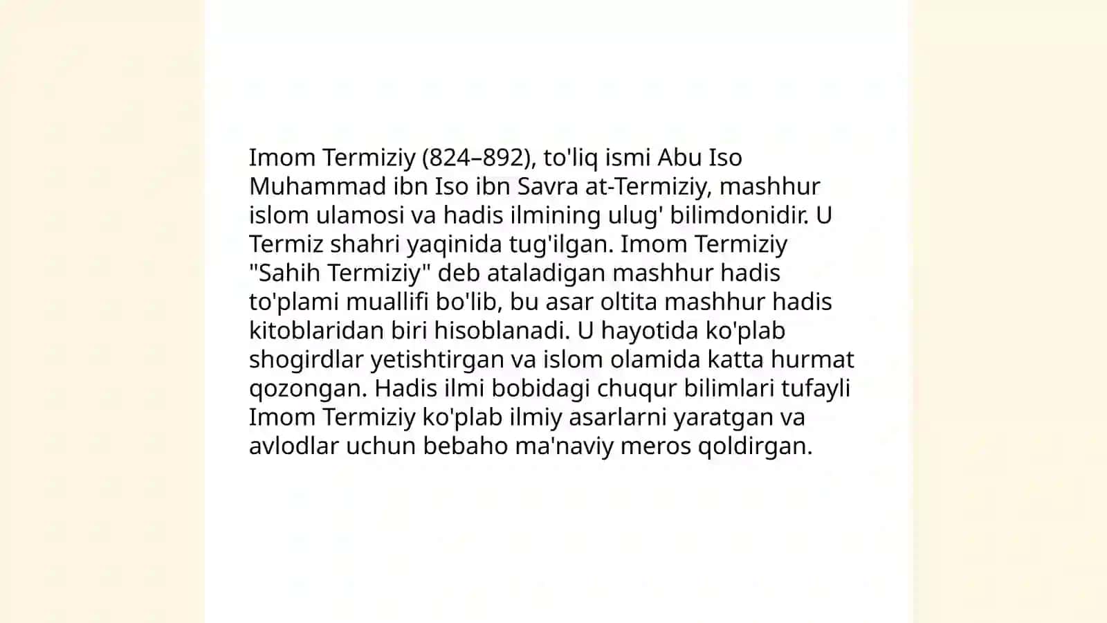 Imom Buxoriy va Imom Termiziyning hadis ilmiga qo'shgan hissalari 4