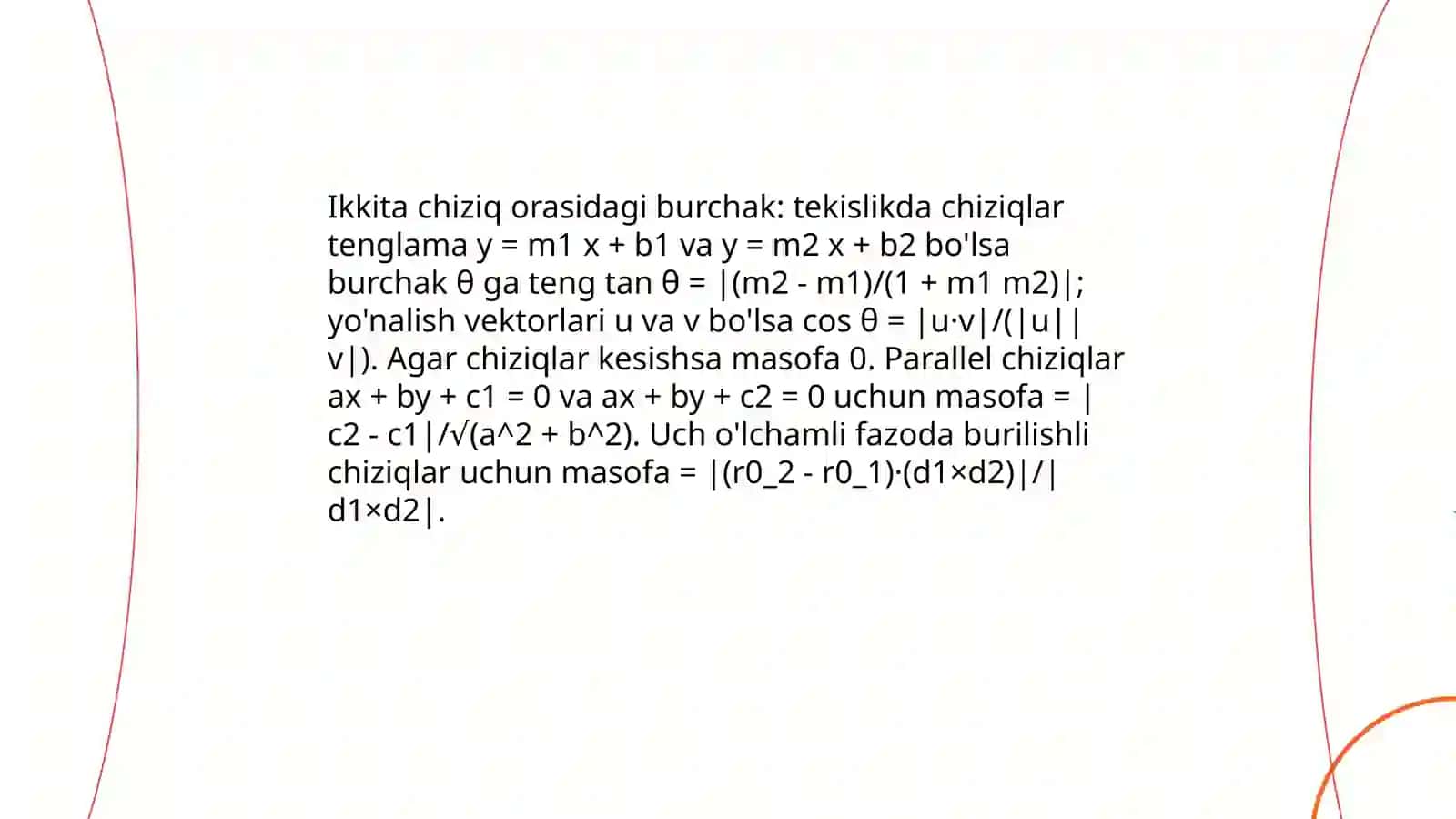 Geometrik figuralar orasidagi pozitsion va metrik munosabatlarni tekshirish 4
