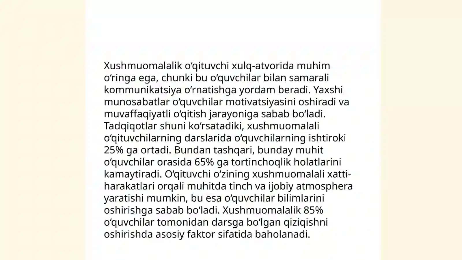 Pedagogik nazokat, va xushmuomalalik, kasbiy pedagogik dilkashlikning o‘qituvchi xulq atvorida shakllanishi 4