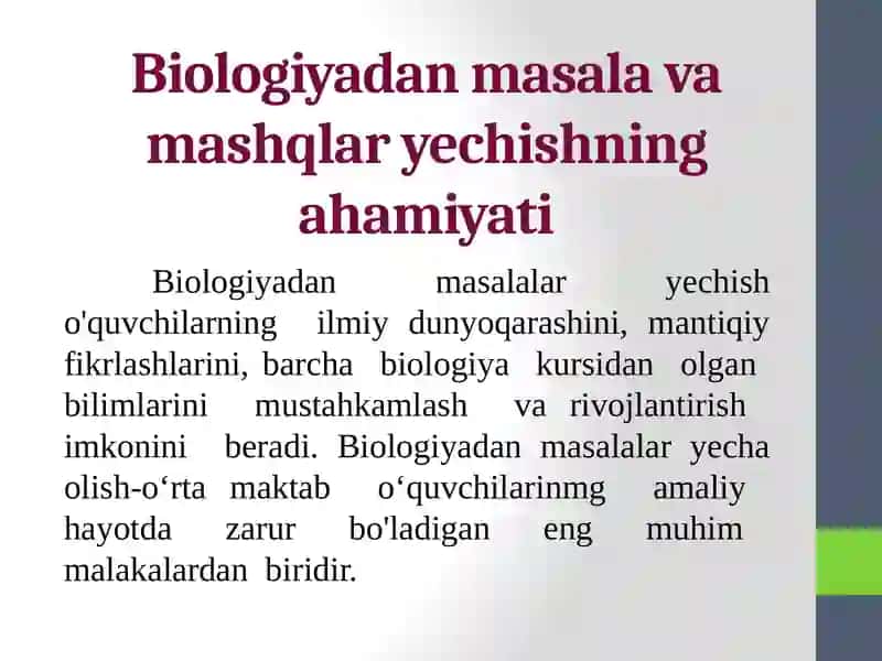 Biologiyadan masalavamashqlar 4