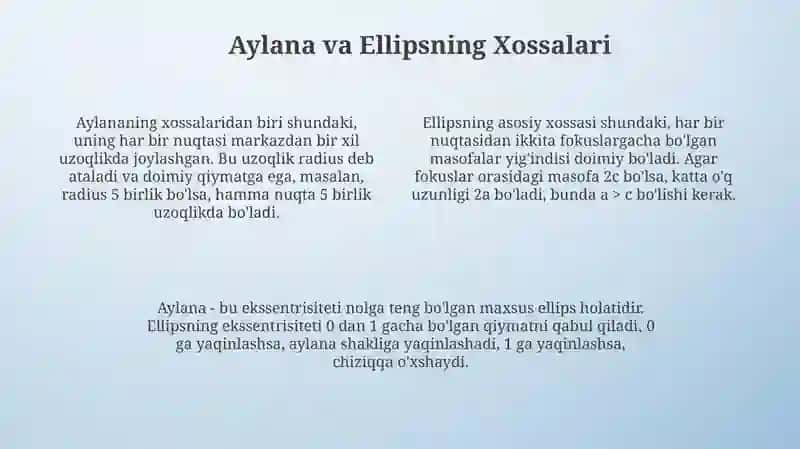 Aylana va elips tenglamalari 4