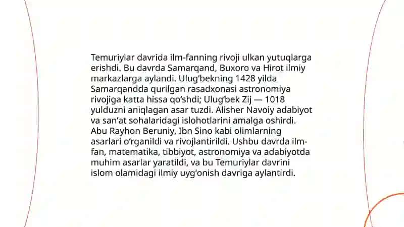 Amir Temur va Temuriylar davlatida madaniy hayot va kutubxonalar 4