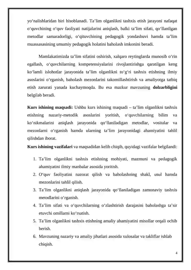 Ta'lim olganlikni tashxis etish 4