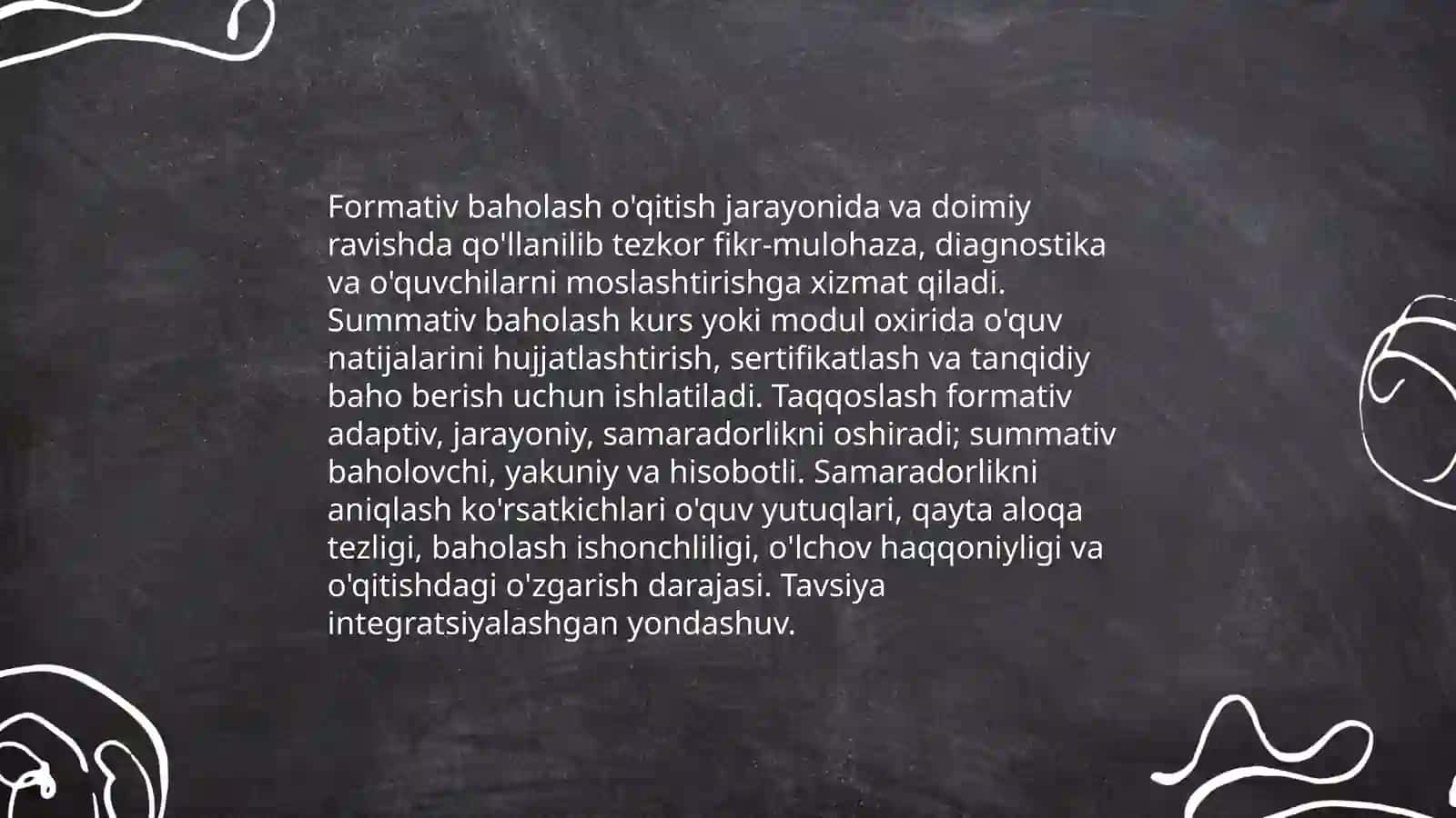 Taʼlim tizimiga oid baholash usullarini tahlil qilish hamda baholashning muqobil usulini shakllantirish 4