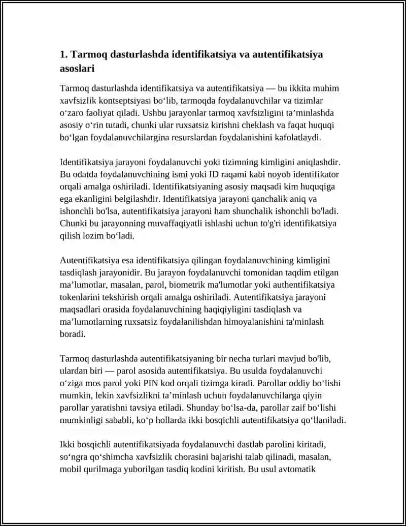 Tarmoqni dasturlashda identifikatsiya va autentifikatsiya mexanizmlarini yaratish 4