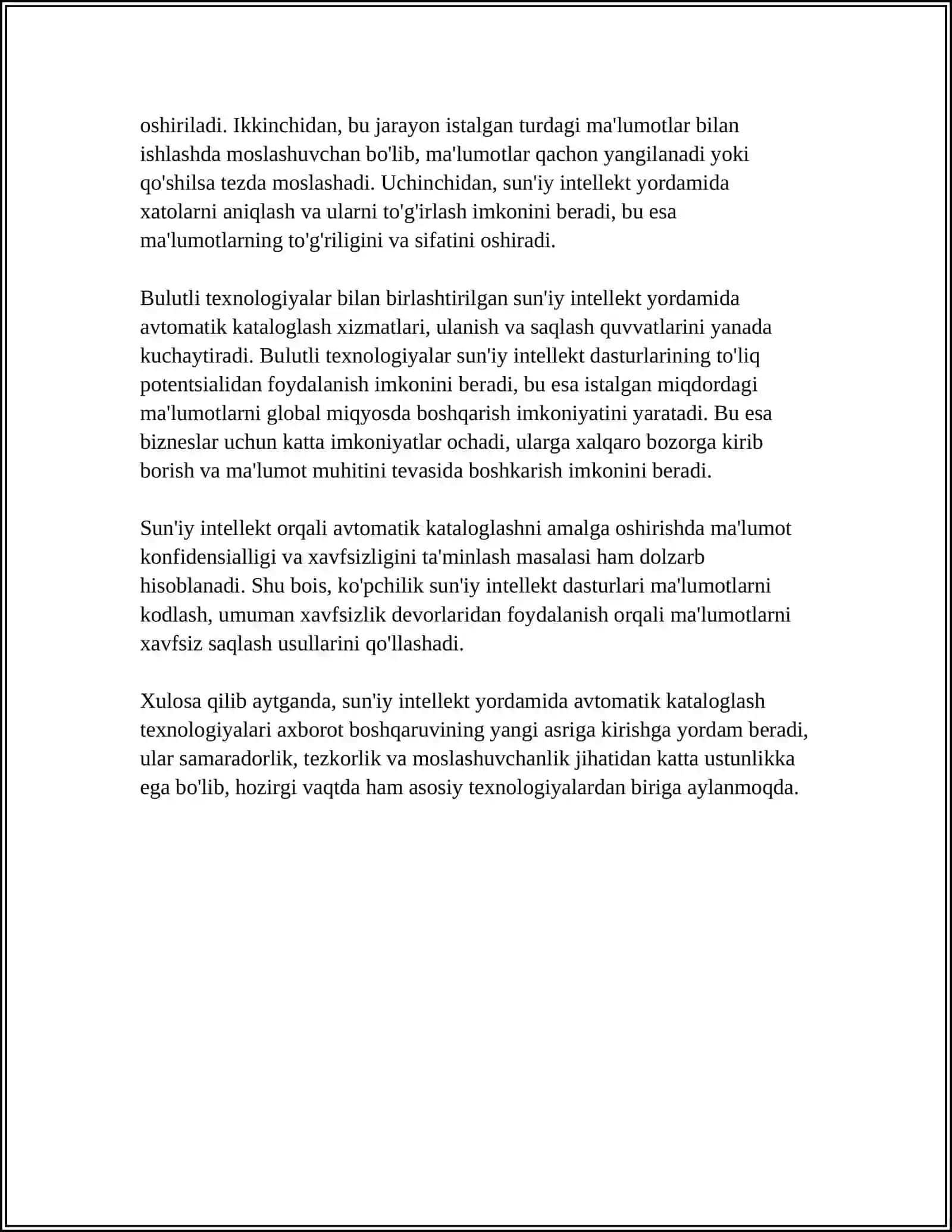 KATALOGASHTIRISH VA KLASSIFIKATSIYALASHDA YANGI TEXNOLOGIYALAR (SUN'IY INTELLEKT, BULUTLI TEXNOLOGIYALAR) 4
