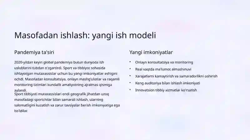 Masofadan ishlash. Sport va tibbiyotda texnologiyalar 4