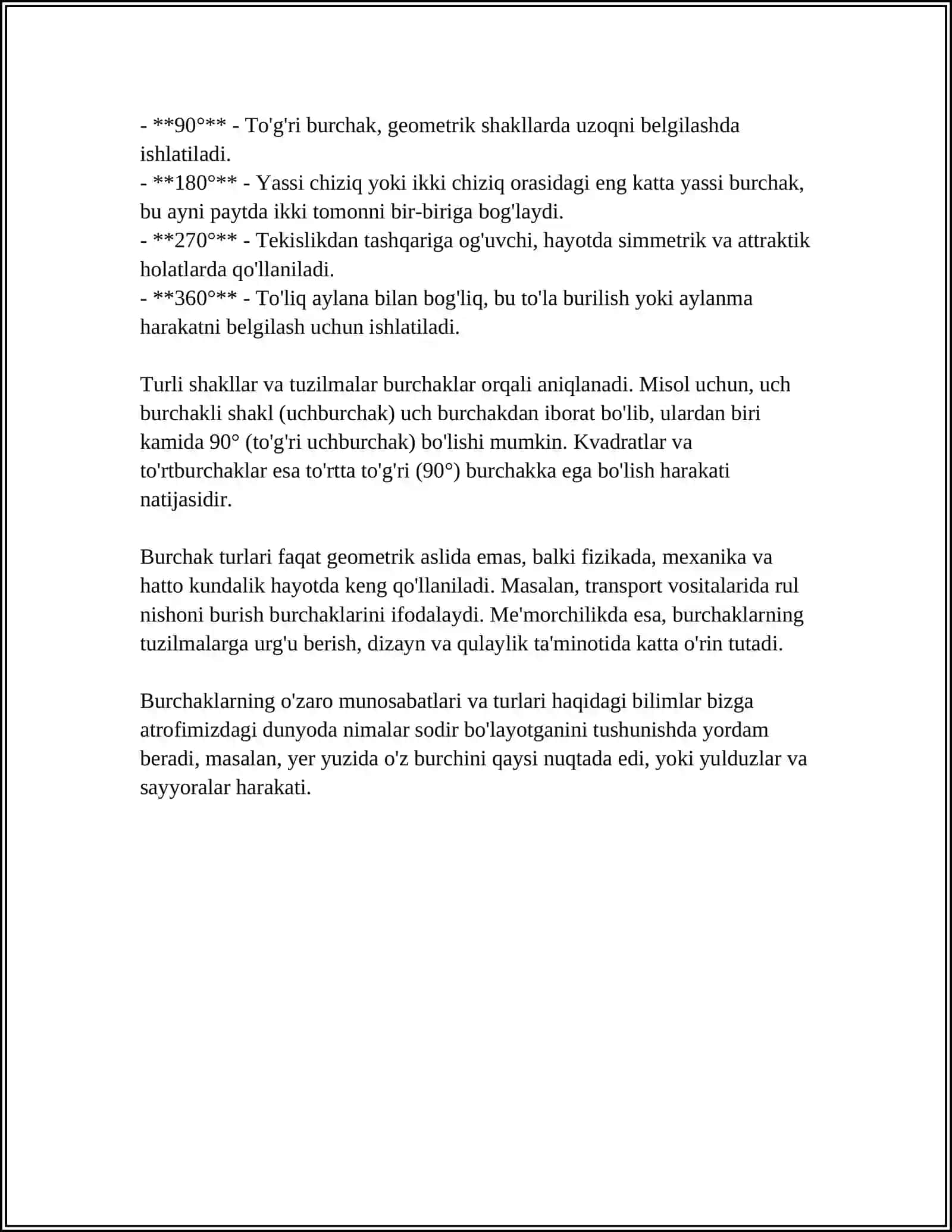 BURCHAKLAR. MASOFALAR 4