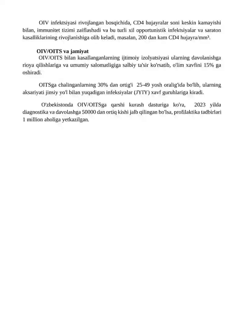 Ortirilgan immunitet tanqisligi (OITS) 4