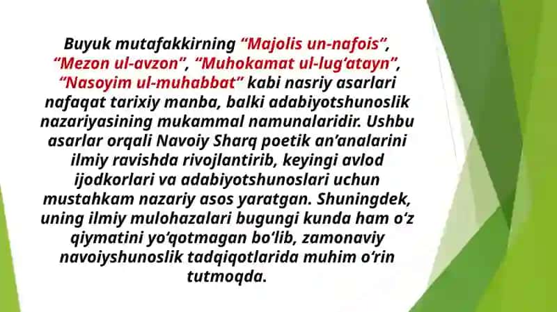 Navoiy – adabiyotshunos. Navoiyning ilmiy - nasriy asarlari. 4
