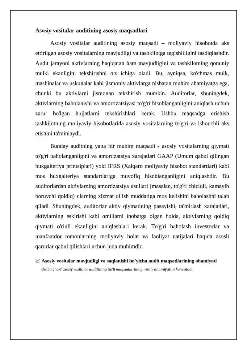 Moliyaviy Hisobotda Asosiy vositalar Mavjudligi va saqlanishini Auditi 4