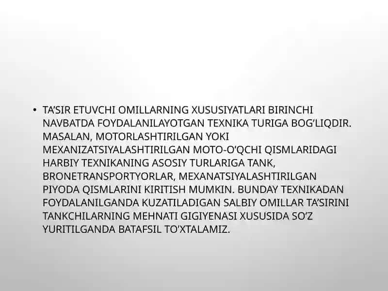 Harbiy mehnat gigiyenasini o'rganish 4