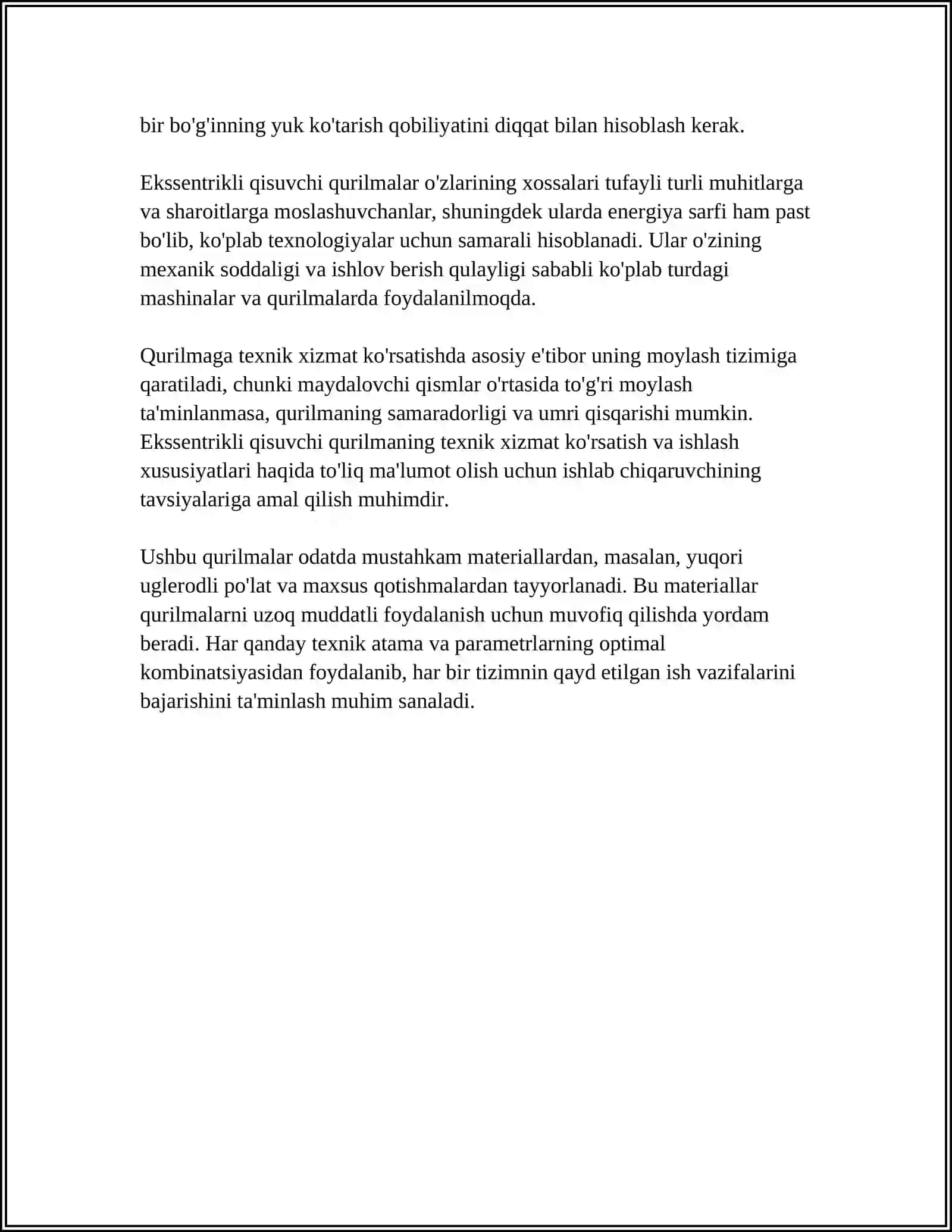 EKSSENTRIKLI QISUVCHI QURILMA 4