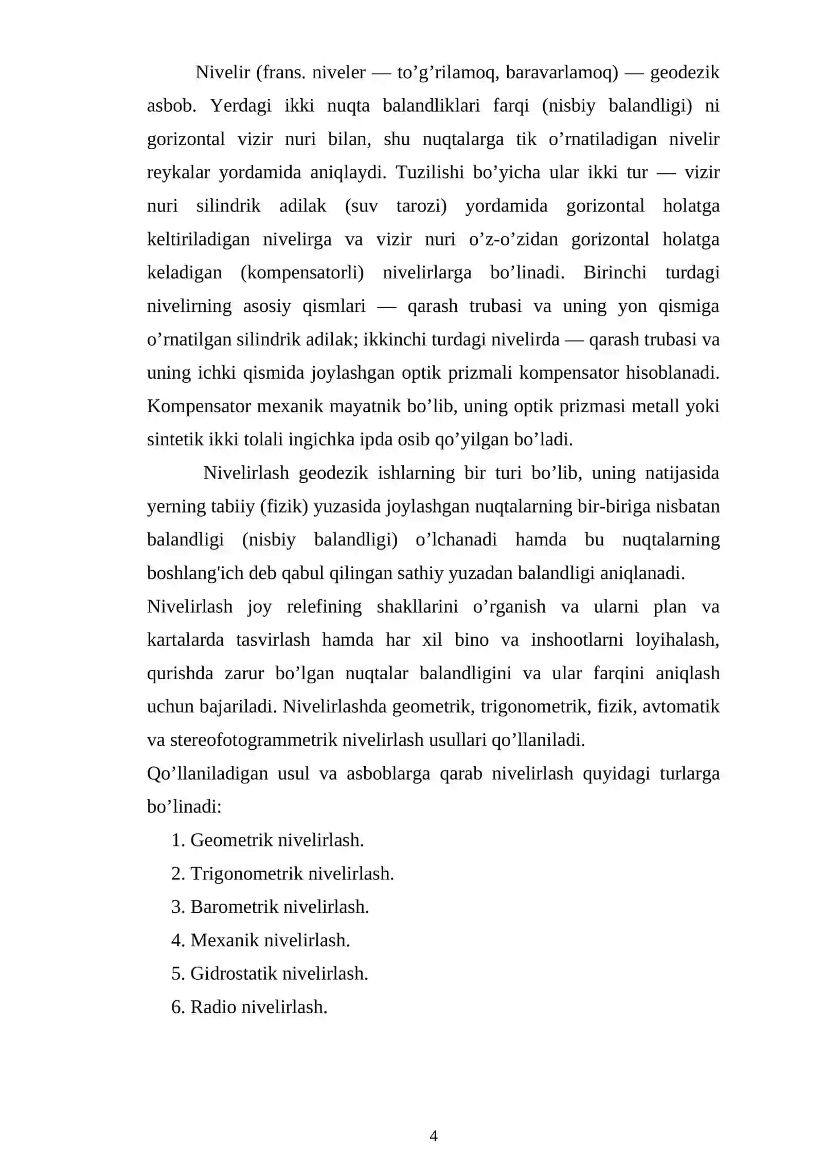 Trassa o`qini piketlar bo`yicha nivelirlash va reperlarga bog’lash 4