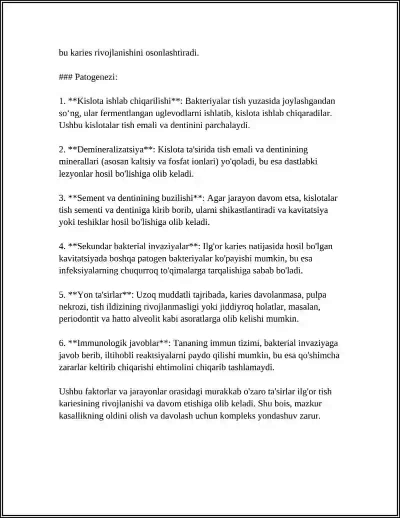 ILDIZ KARIESI: KLINIKASI, TASHXISLASH VA DAVOLASH 4