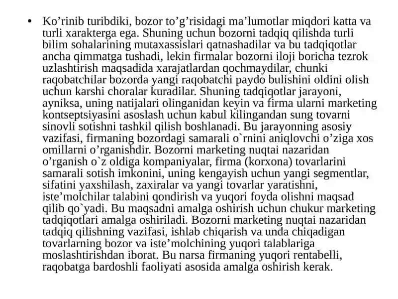 Biznesni tadqiq etishni tashkil qilish 4