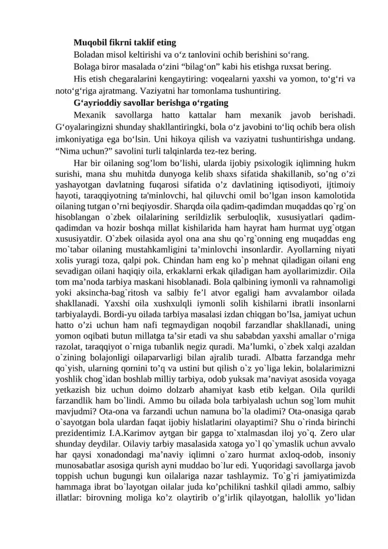 OILADA BOLALAR BILAN MULOQOTNI YO‘LGA QO‘YISHNING PEDAGOGIK-PSIXOLOGIK SHART-SHAROITLARI 4