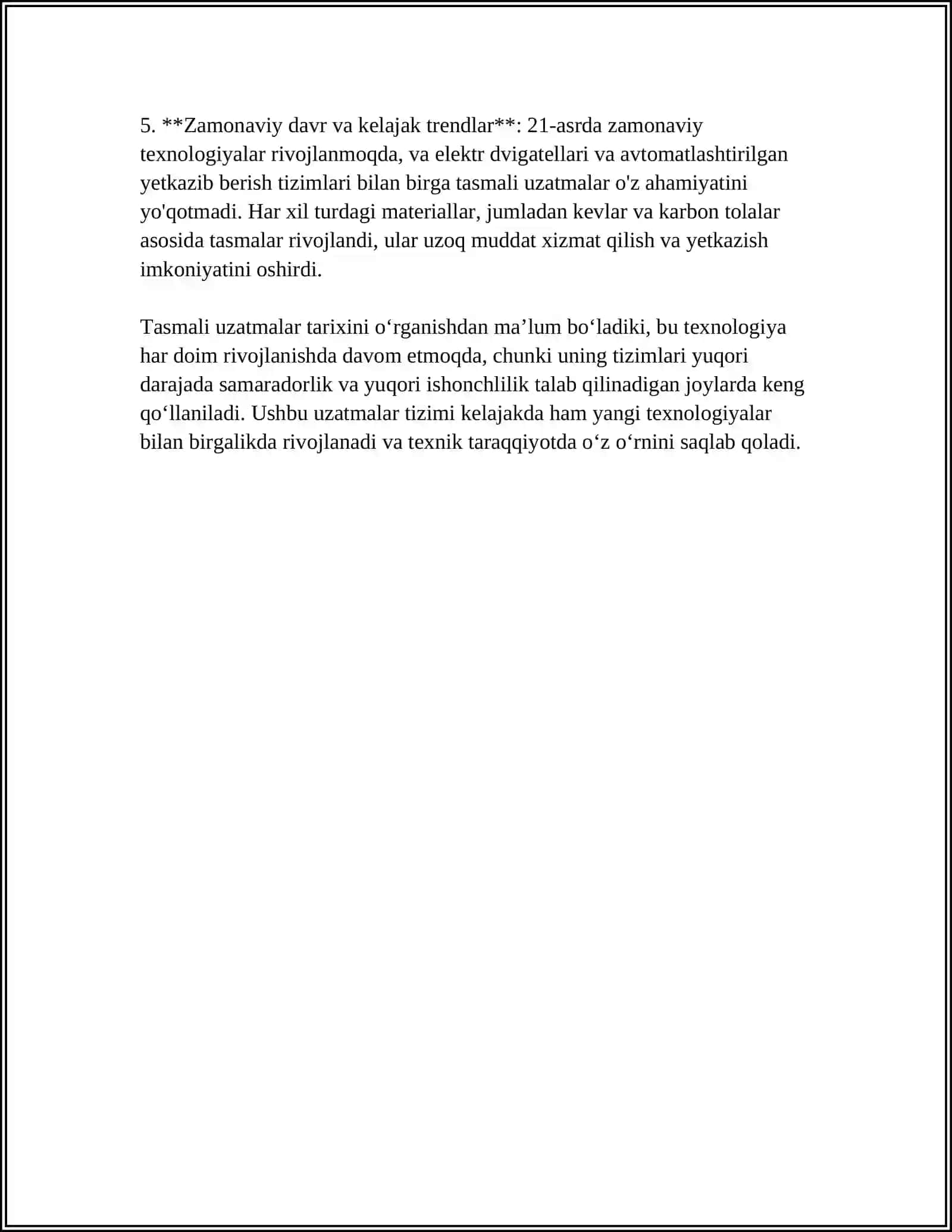 MUSTAQIL ISH Mavzu: TASMALI UZATMALAR 4