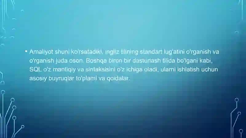 Maʼlumot bazasi fanidan tayyorlangan mustaqil ish 4