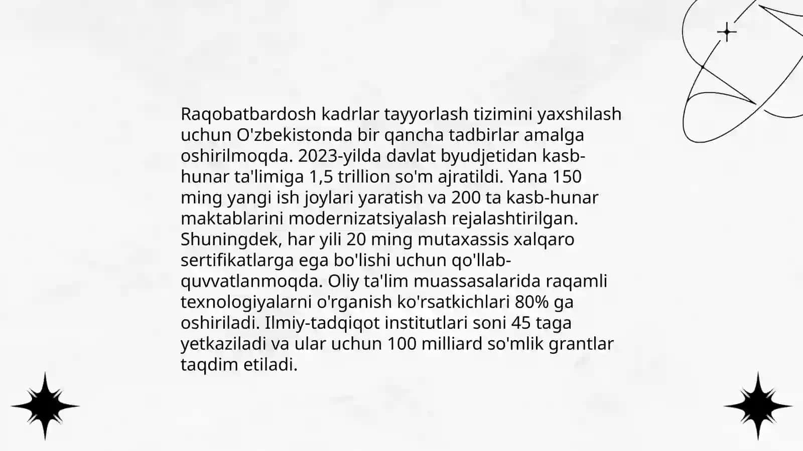 Oʻzbekistonda mustaqillik davrida taʼlim tizimini takomillashtirish chora-tadbirlari 4