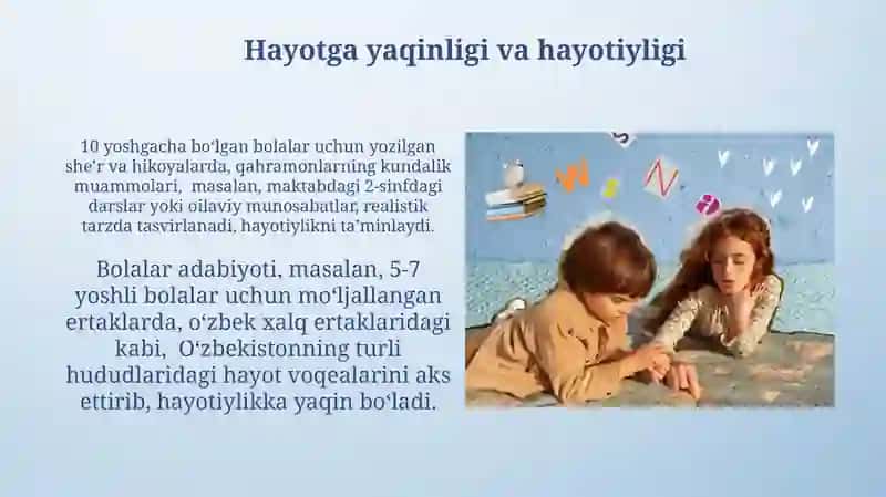 Bolalar adabiyotining o‘ziga xos xususiyatlari 4