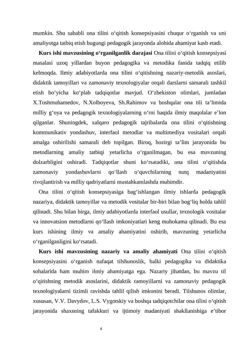 Ona tilini o‘qitish konsepsiyasi kurs ishi 4