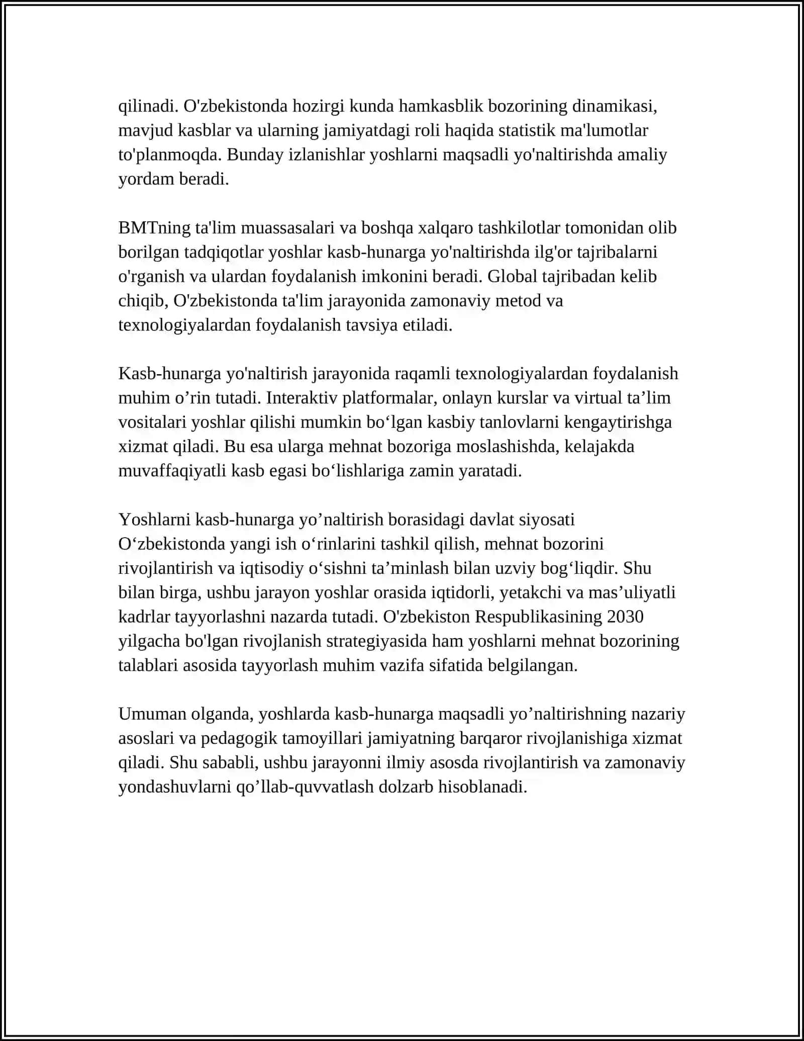 Yoshlarda kasb-hunarga maqsadli yoʻnaltirish tamoyillari 4