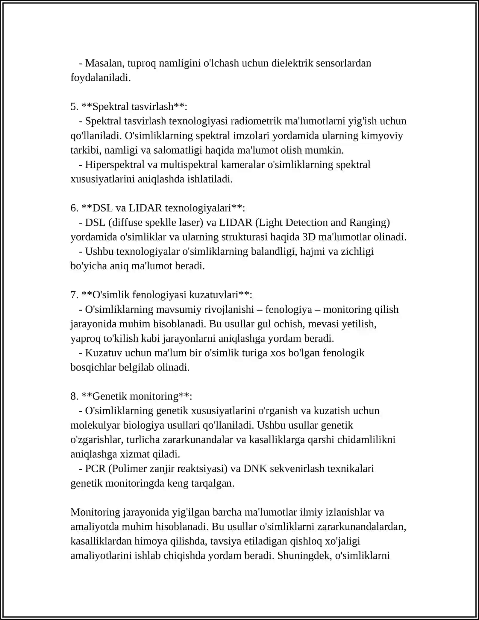 O'Simliklar dunyosi va hayvonot olamini muhofaza qilish monitoringi 4