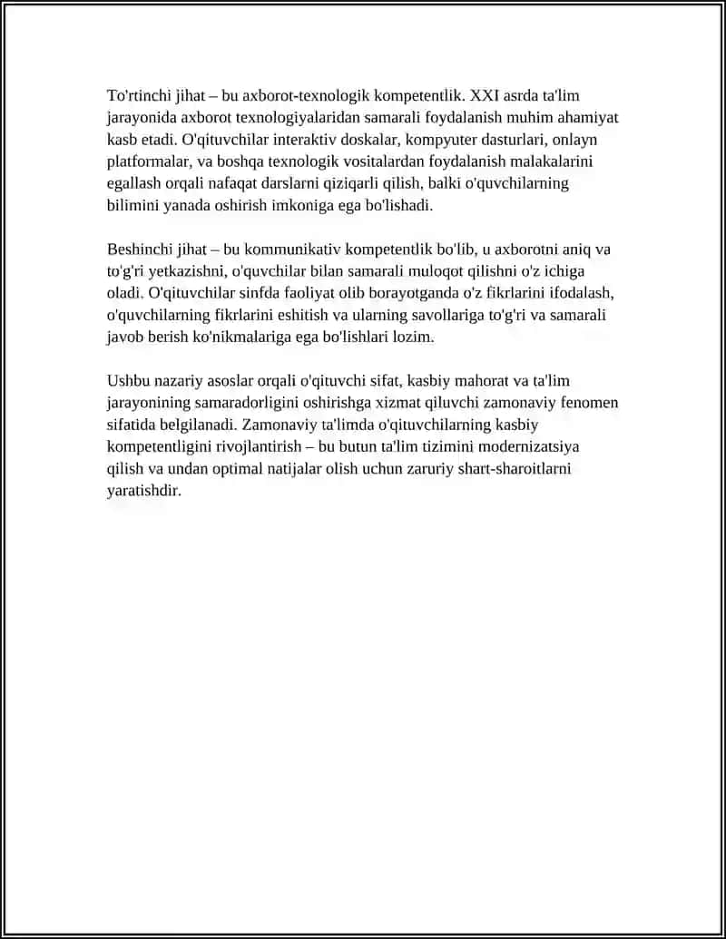 O'QITUVCHINING KASBIY KOMPENETLIGI ZAMONAVIY TA'LIM FENOMENI SIFATIDA 4