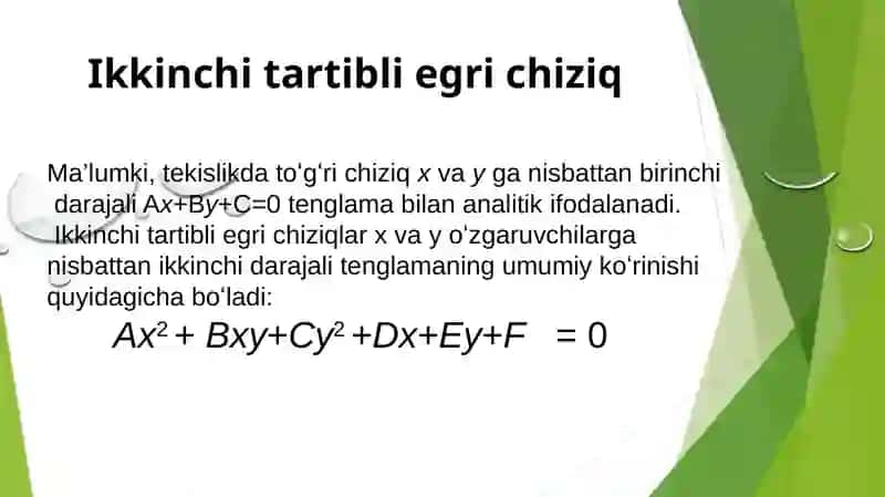 Ikkinchi tartibli egri chiziqlar. Aylana va ellips 4