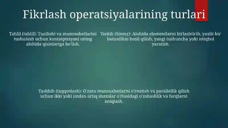 Tafakkur Operatsiyalari 4