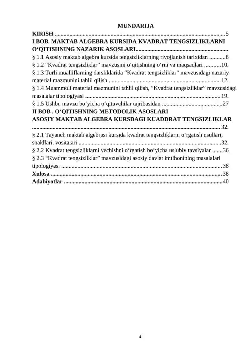 Kavdrat tengsizliklarga doir masalalar 4