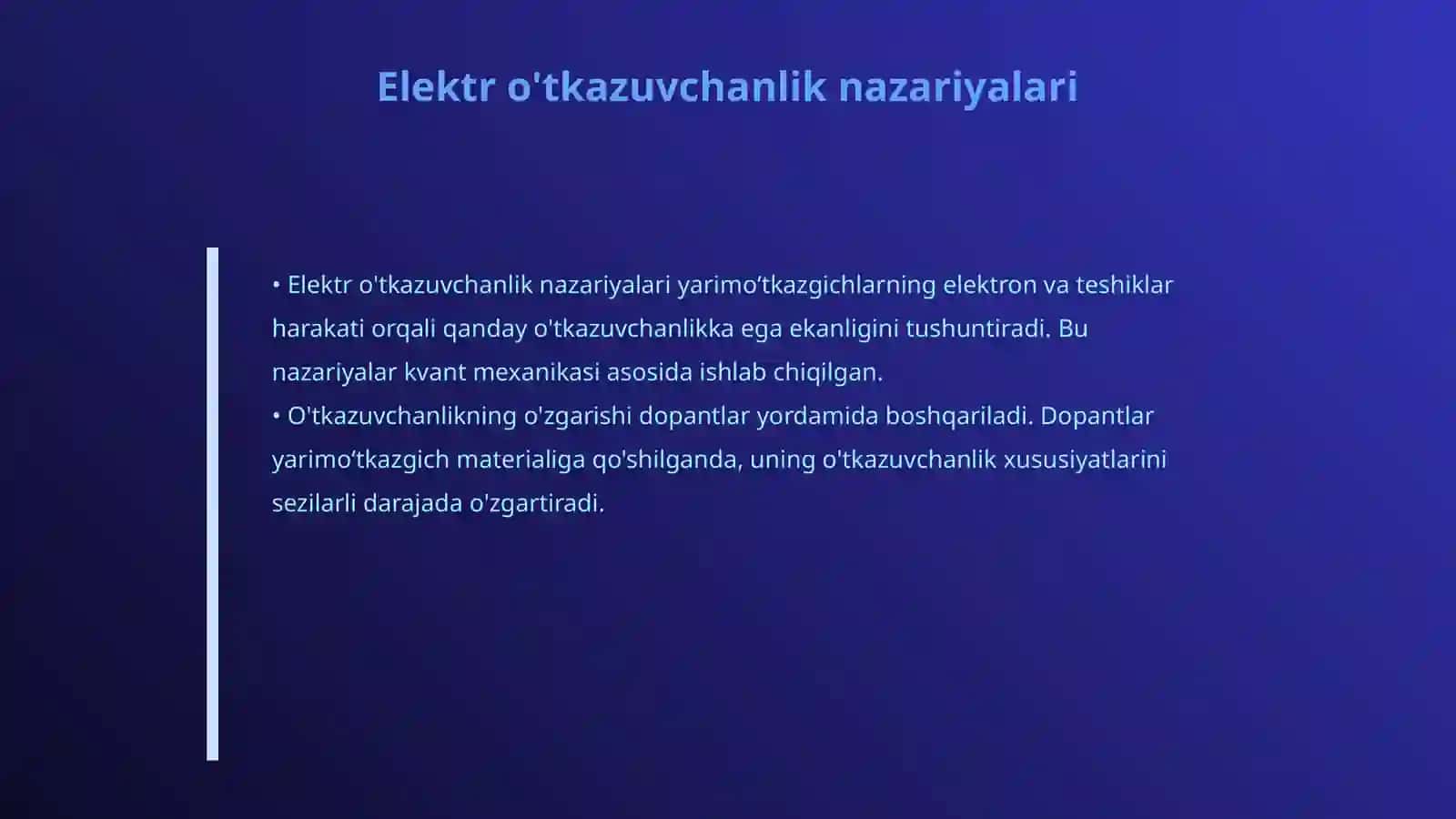 Yarimoʻtkazgichlar fizikasi va ularning elektron qurilmadagi roʻli 4