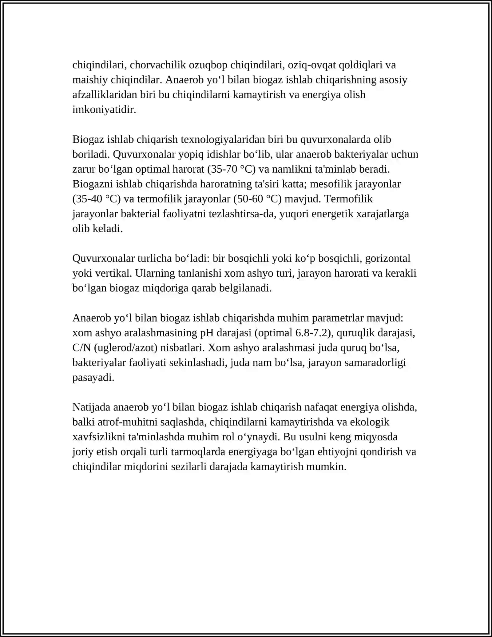 BIOTEXNALAGIK YO’L BILAN IKKILAMCHI HOM ASHYOLAR ISHLAB CHIQARISH TEXNALAGIK USULLARI 4