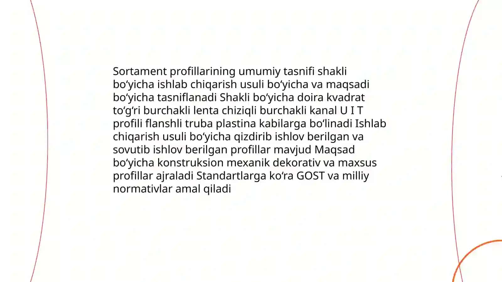 Po’lat sortamenti. Sortament profillari haqida umumiy ma’lumot 4