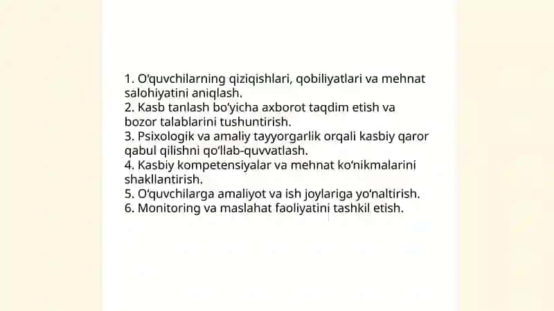 Kasb-hunarga yo‘naltirish fanining maqsad va vazifalari 4
