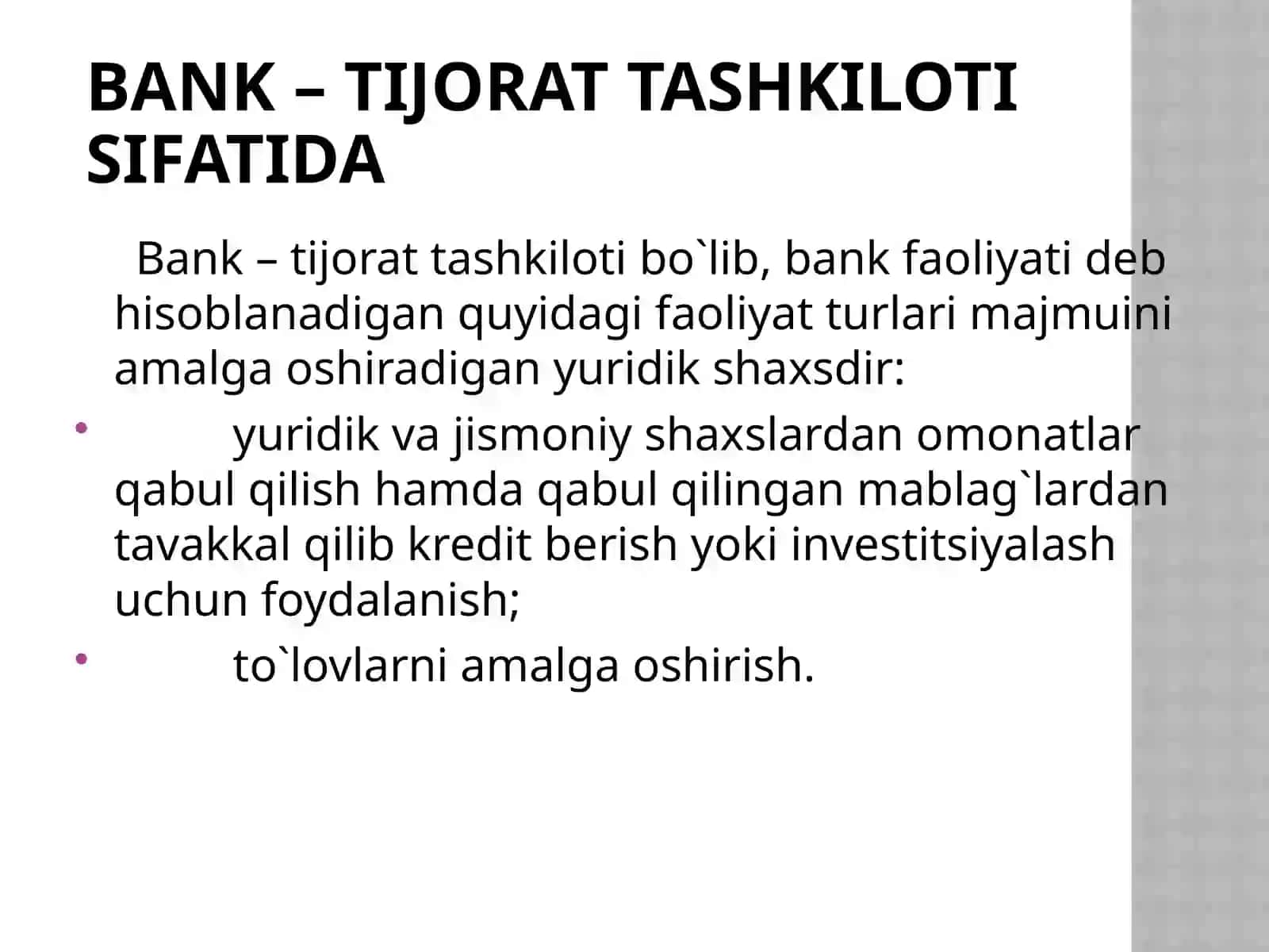 Bank faoliyatining huquqiy asoslari 4