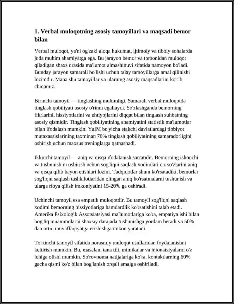 PATSIENT BILAN VERBAL MULOQOT KO'NIKMALARI 4