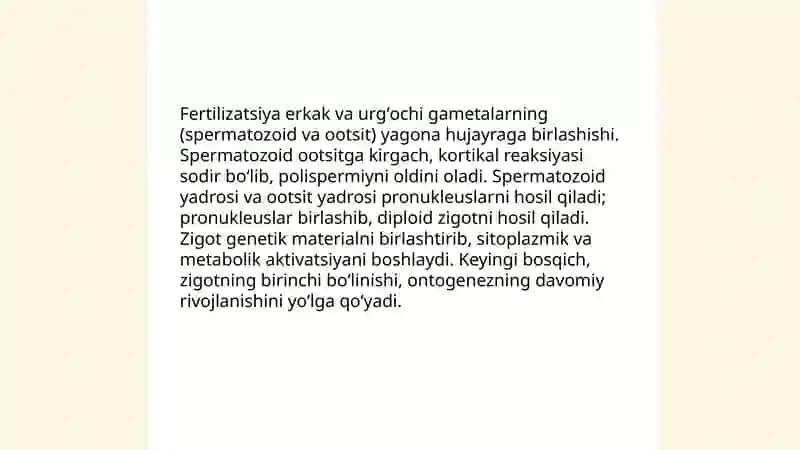 Hujayra ontogenezining rivojlanish bosqichlari 4