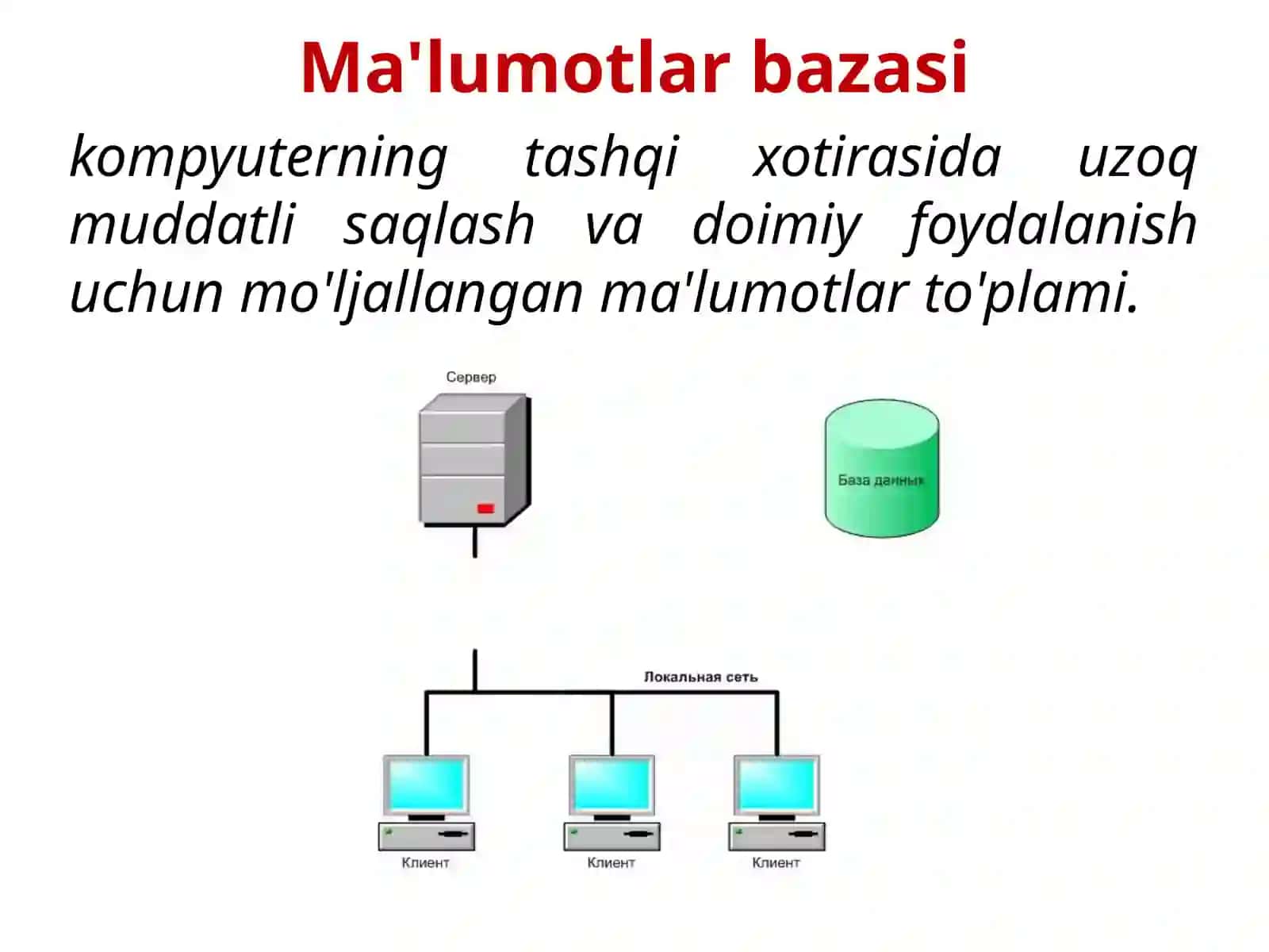 MA’LUMOTLAR BAZASI. MA’LUMOTLAR BAZASI TURLARI VA AXBOROT TIZIMLARINING QURILISHDAGI O’RNI 4