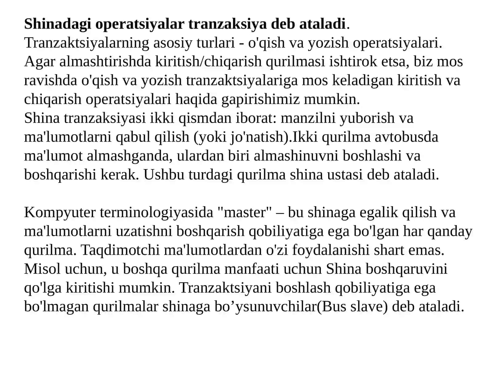 КИРИТИШ/ЧИҚАРИШ ИНТЕРФЕЙСЛАРИ 4