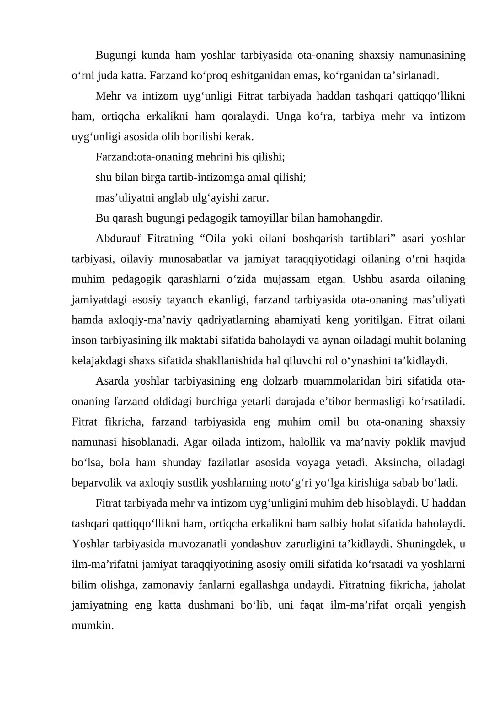 ABDUFAUF FITRATNING “OILA YOKI OILANI BOSHQARISH TARTIBLARI” ASARIDA YOSHLAR TARBIYASINING DOLZARB MUAMMOLARI 4