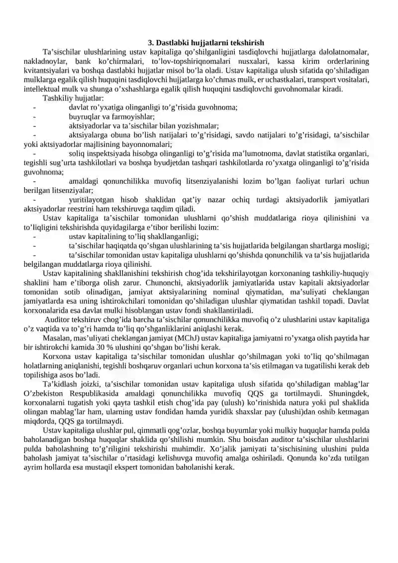 XUSUSIY KAPITAL SHAKLLANISHI VA TA’SISCHILAR BILAN HISOBLASHISHLAR AUDITI 4