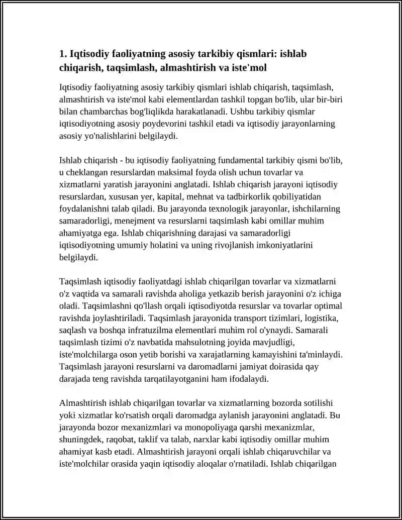IQTISODIY FAOLIYATNING ASOSIY TARKIBIY QISMLARI VA ULARNING OʻZARO BOGLIQLIGI 4