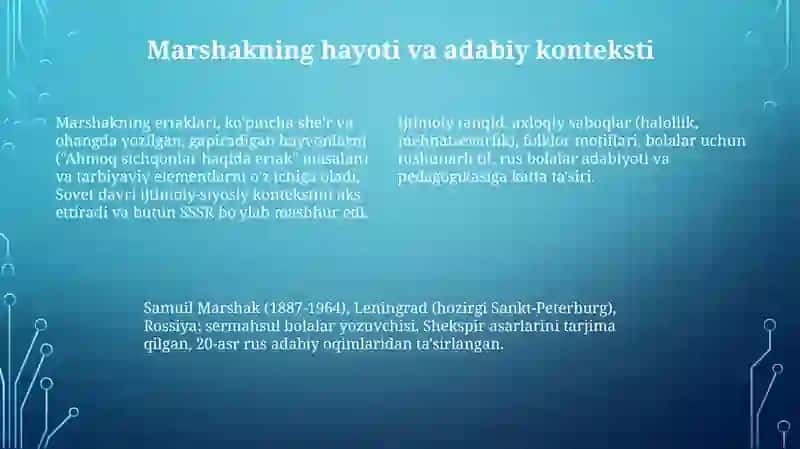 Samuil Marshak sheriy ertaklari tahlili 4